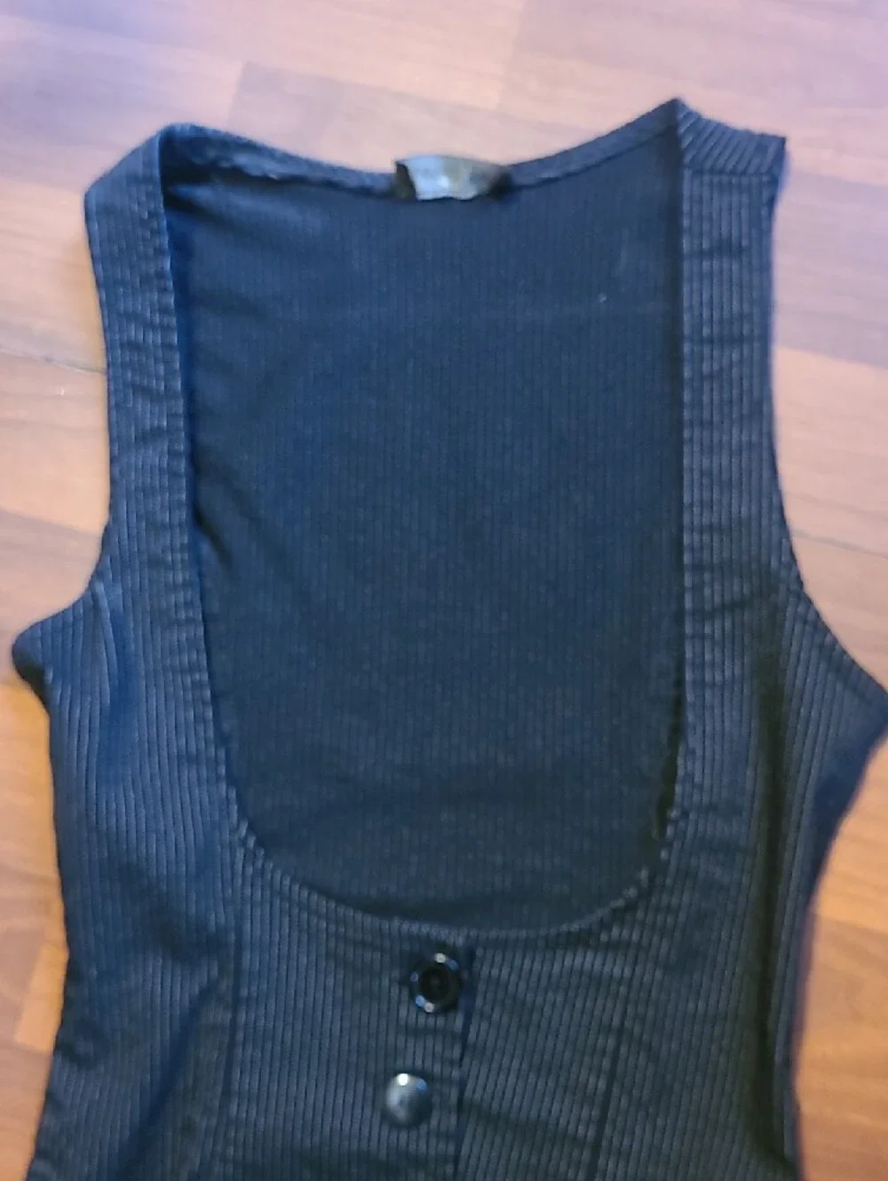 Lovely Day Black Pinstripe Button Front Vest - Picture 3 of 7